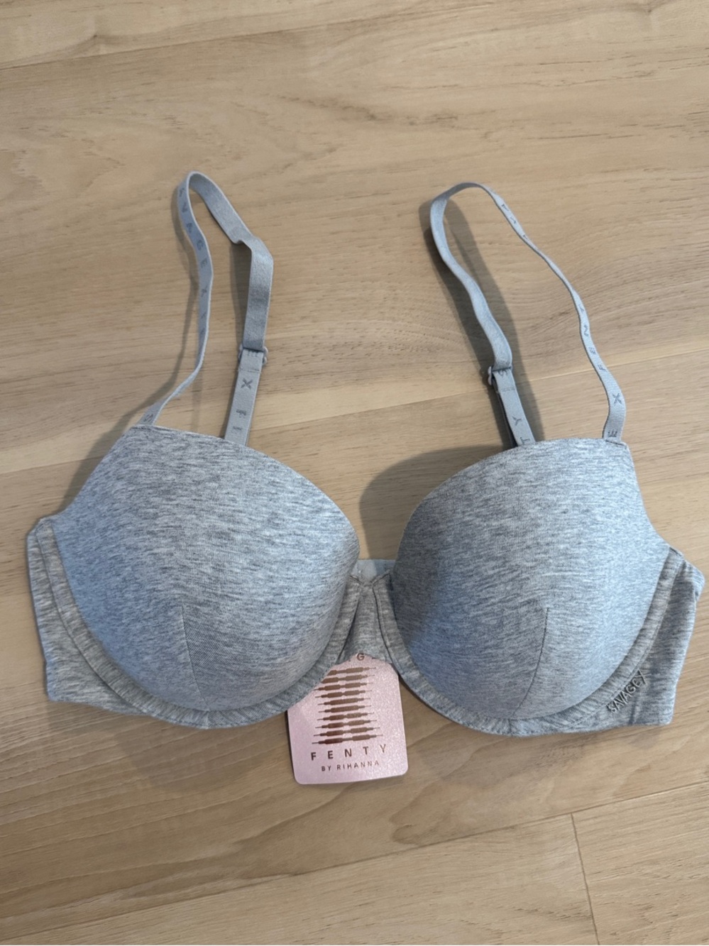 Savage X Fenty Light Heather Gray Padded T-Shirt Bra